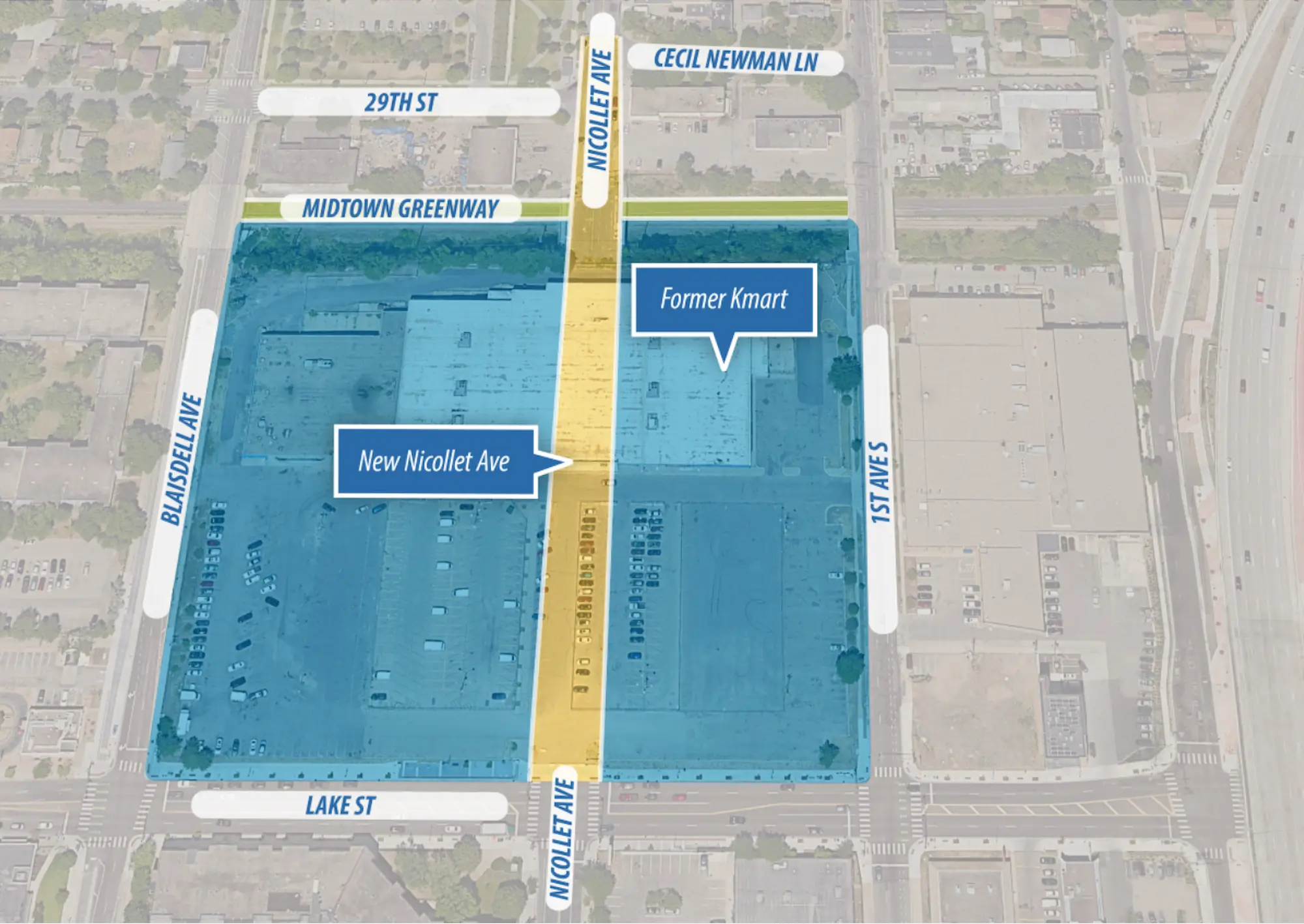 map showing potential new nicollet avenue area
