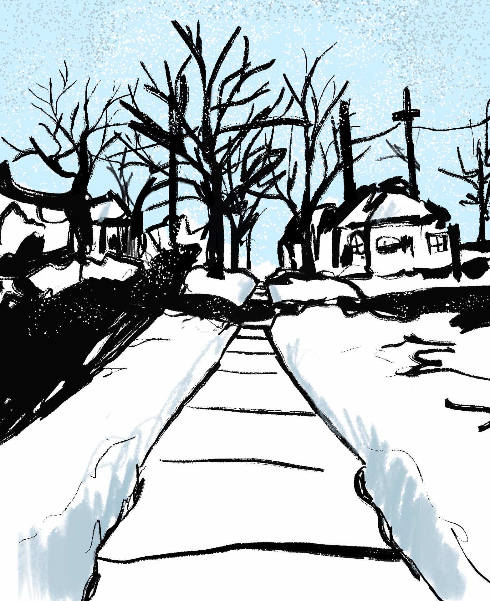 illustration of clear sidewalks in winter